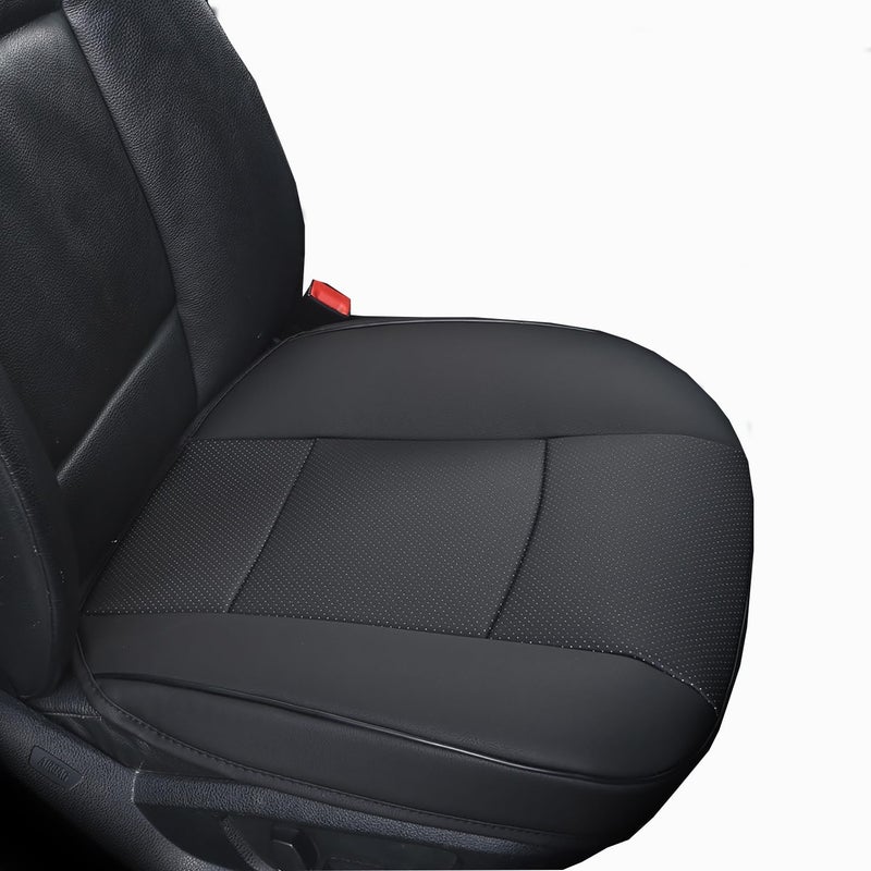 EDEALYN Luxury PU Leather Car Seat Cover Protector Front  Bottom Single Seat Cover-Compatible with 90% Vehicles (Width 20.8 ?deep 21?Thick 0.2 inch) (Black) - Image 1
